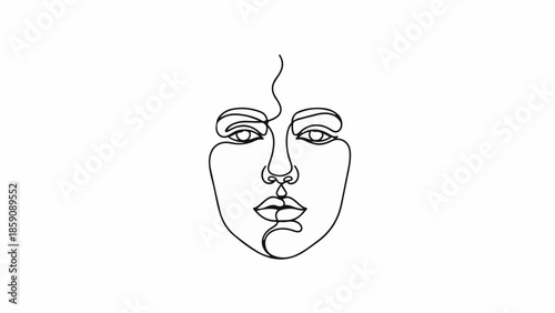 Minimalist single line drawing of a woman's face, conveying elegance and simplicity