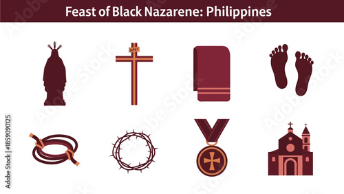 Tableau sur toile Icons related to the Feast of the Black Nazarene in the Philippines