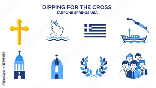 Icons depicting the Epiphany Dipping for the Cross tradition in Tarpon Springs USA