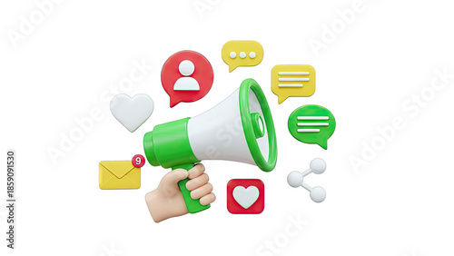 Social Media Marketing with Megaphone Concept
