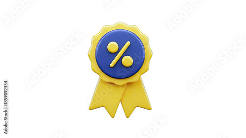 3D Percent Sign Badge with Ribbons
