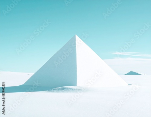 Abstract White Pyramid Background with Minimal Geometric Style