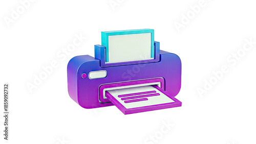 3D Printer Printing Documents on White Background