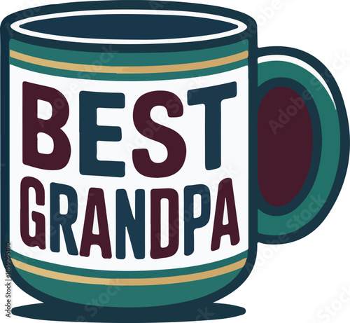 Vibrant Vector Coffee Mug 'Best Grandpa' Illustration for Gift Ideas and Personalized Merchandise Designs