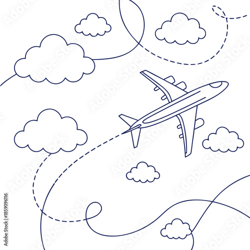 Airplane flying through clouds