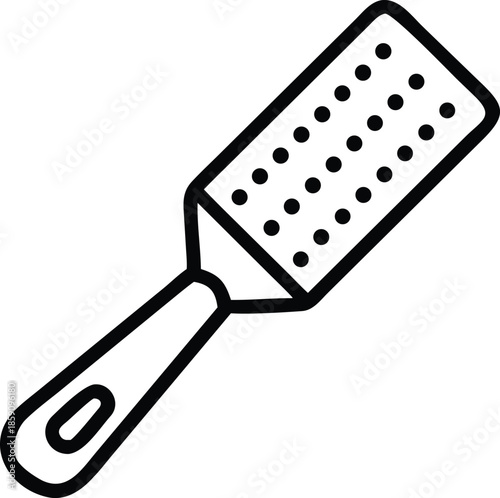 Black outline of a cheese grater with handle kitchen