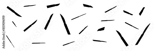 knife silhouette in multiple perspectives. set of knives from different angles vector