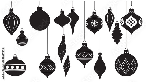 Christmas Ornament Hanging Decorations Isolated on Transparent Background