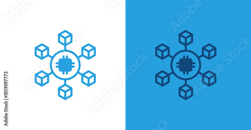 Blockchain Flat, with light and dark background