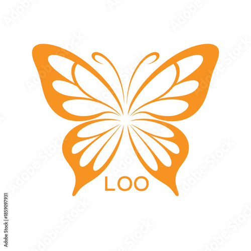 LOO Elegant Orange Butterfly Logo. LOO Design for Beauty, Spa, Wellness and Fashion. LOO bast Branding icon.
