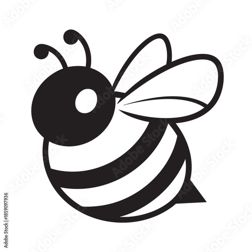Cute cartoon bee flying with striped body and delicate wings