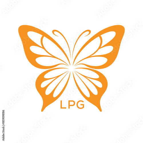 LPG Elegant Orange Butterfly Logo. LPG Design for Beauty, Spa, Wellness and Fashion. LPG bast Branding icon.
