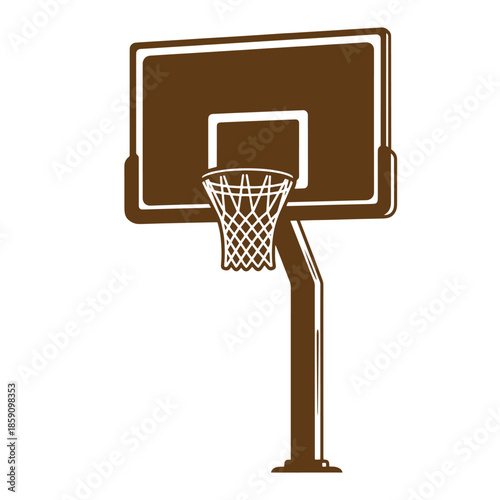 Vintage Brown basketball hoop with net and backboard for outdoor or indoor court  sports equipment for playing basketball