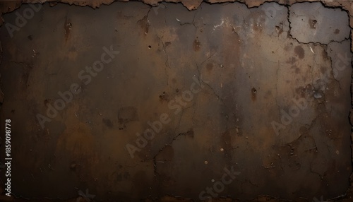 Dark brown vintage coffee background with heavy distressed grunge texture and aged rustic design
