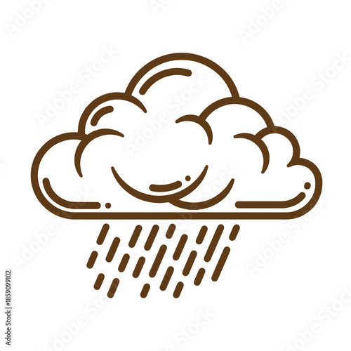 Vintage Brown cloud with rain drops falling from it on white background