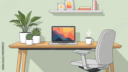 office desk with a computer