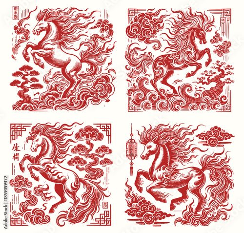 Chinese New Year Fire Horse Vector