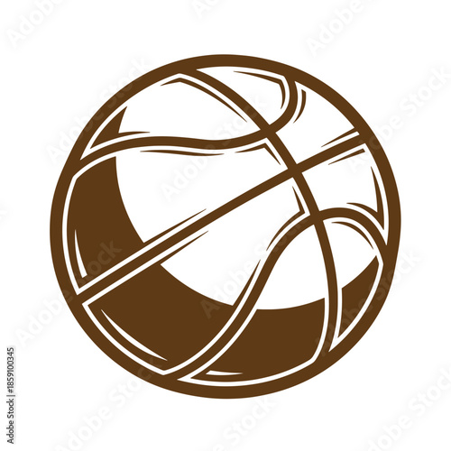 Vintage Brown leather textured sports ball icon in a minimalist illustration style for design and branding  simple and elegant