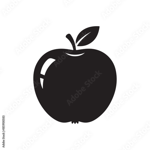 Apple fruit icon black silhouette design template healthy eating symbol illustration fresh produce organic ingredient natural snack nutrient rich food delicious dessert graphic element isolated white 