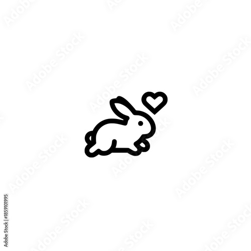 Heart icon integrated in rabbit symbol vector design representing affection nature and creative artwork