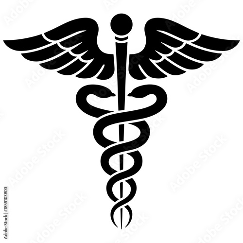 Caduceus health black silhouette