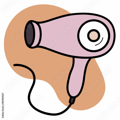 Modern abstract beauty hair dryer. Minimalism concept. Line art drawing style. Contemporary silhouette of woman. Hand drawn trendy vector posters, illustrations for print.
