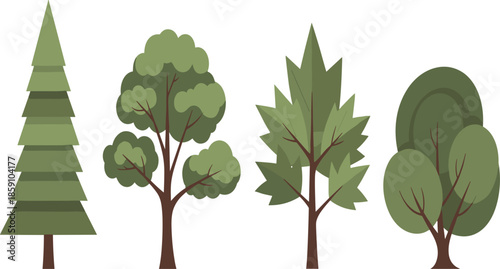 Minimal Nature Tree Vector Collection for Landscape Design.