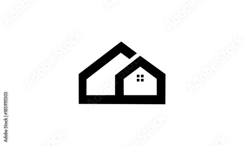 Minimalist Black House Logo Design for Real Estate and Home Services.