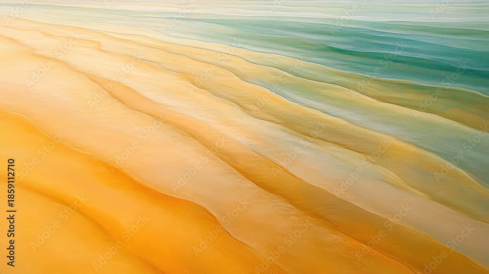 Obraz premium Serene Abstract Ocean Waves with Gentle Golden and Green Tones