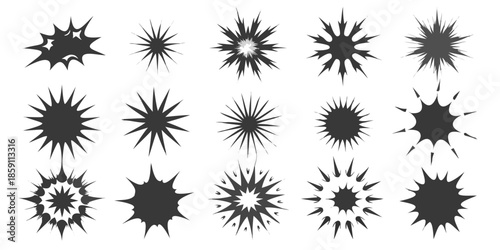 A collection of starbursts and explosion effects on a black background