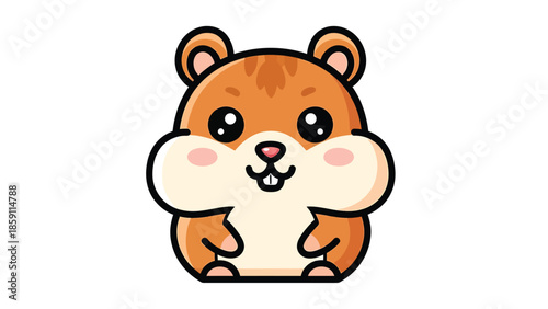 Cute cartoon hamster illustration, adorable rodent with charming features and big eyes.