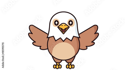 Charming cartoon eagle with outstretched wings ready to soar through the sky.