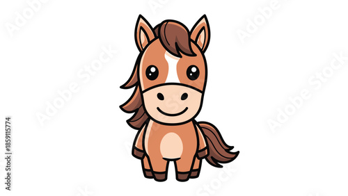 Cute cartoon horse with a friendly smile and adorable appearance.