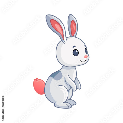 Cute rabbit seen from the side isolated on a white background with part by part. 2d Indian cartoon character ready for animation moral stories, made by Adobe Illustrator and ready for Animate ... See 