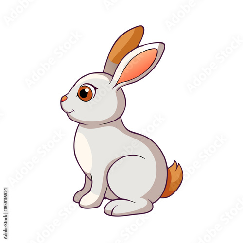 Cute rabbit seen from the side isolated on a white background with part by part. 2d Indian cartoon character ready for animation moral stories, made by Adobe Illustrator and ready for Animate ... See 