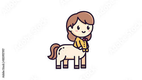 Cute cartoon centaur character with a smiling expression and cheerful demeanor.