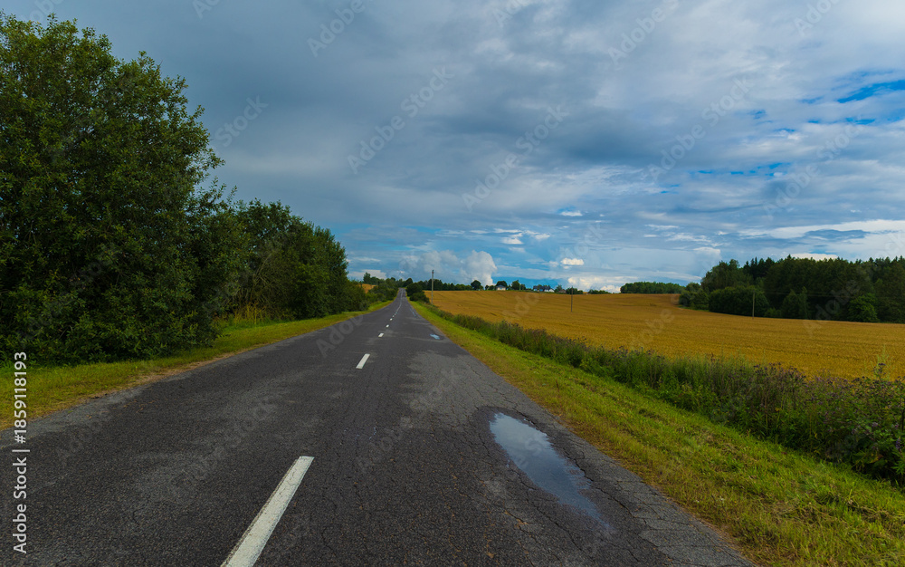 Fototapeta premium Bad weather, views of the road highway, clouds and darkness.