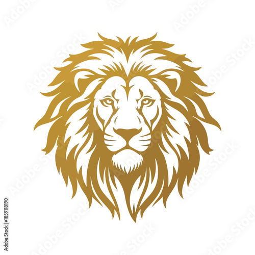 A fierce wild lion head mascot vector illustration featuring a black silhouette of the feline king isolated on white for a nature symbol or tattoo art