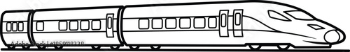 Line art illustration of a high speed train perfect for design on transparent background silhouette