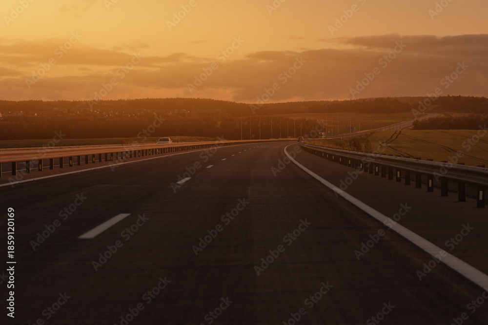 Fototapeta premium evening views of the road highway on a sunny day in summer. 
