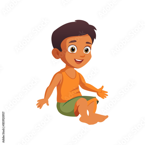 Indian village Boy character full set ,sitting , walking. Ready for animation moral stories, made by adobe illustrator and ready for animate cc with circle. Face made with ... See More
