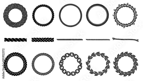 Border collection of rope, chain, and wreath