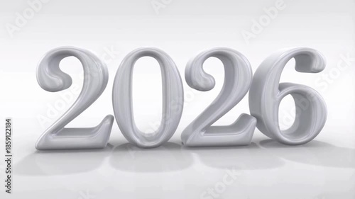 Minimal Matte 3D “2026” Text on Clean White Background