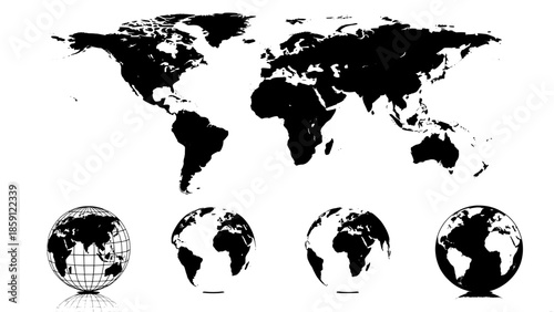 World map and globes set