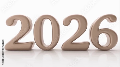 Minimal Matte 3D “2026” Text on Clean White Background