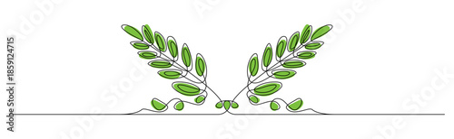 Simple two wheat stalks one line drawing minimalist vector illustration