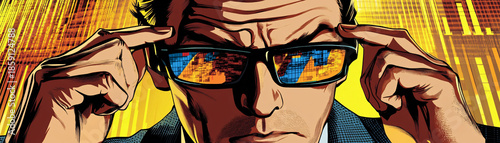 abstract colorful background with a man