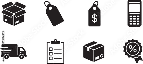 Essential e-commerce and retail logistics icons collection for modern business needs