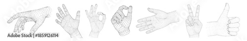 set of wireframe hand gesture. vector illustration