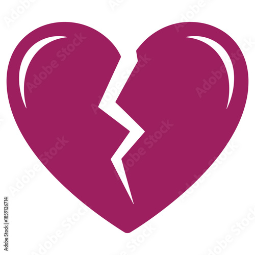 Broken Heart Icon in Purple Color Representing Emotional Pain and Heartbreak